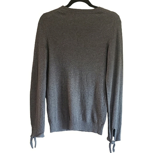 Banana Republic filpucci Gray Women's M Bow Cuff Crew Cashmere Italian Sweater - Picture 5 of 12
